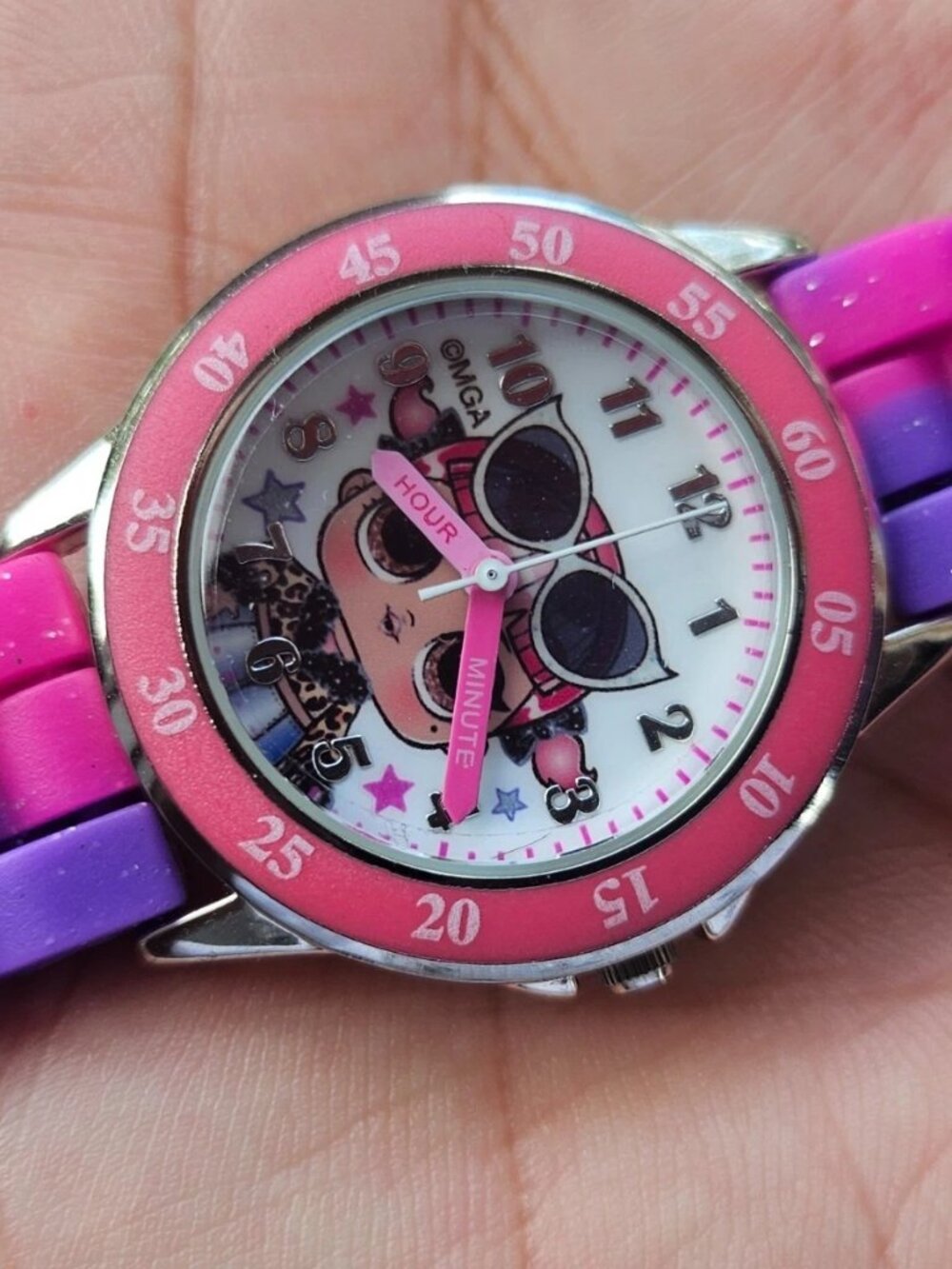 LOL Surprise Girl Wristwatch Purple/Pink Tone Rubber Strap Analog Quartz Watch